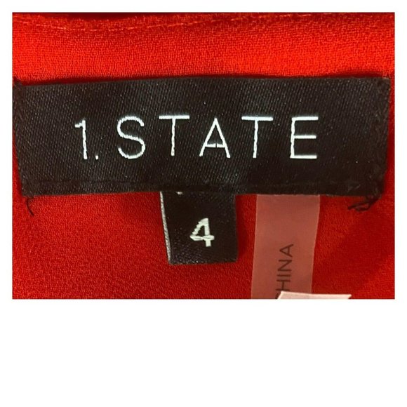 Anthropologie 1 State Red Pattern Faux Wrap Dress - Picture 6 of 7